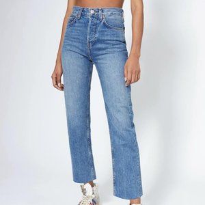 Re/Done High Rise Stove Pipe Jeans in Medium Vain